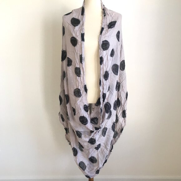 TOPSHOP Grey Blue Gauzy Polka Dot Circle Infinity Scarf Shawl Tube Gauze - Picture 3 of 7